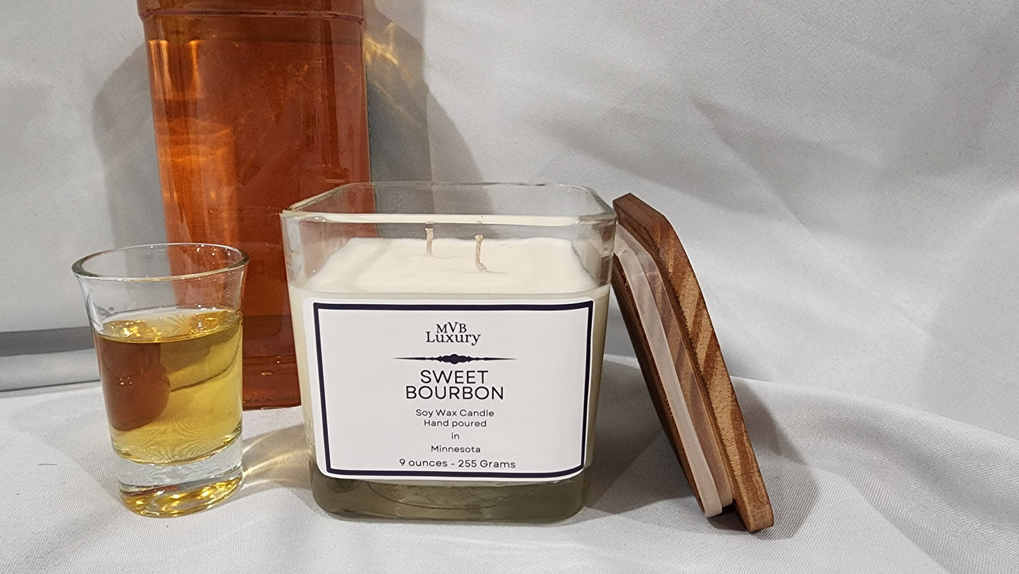 SWEET BOURBON 9 OUNCE SQUARE CANDLE