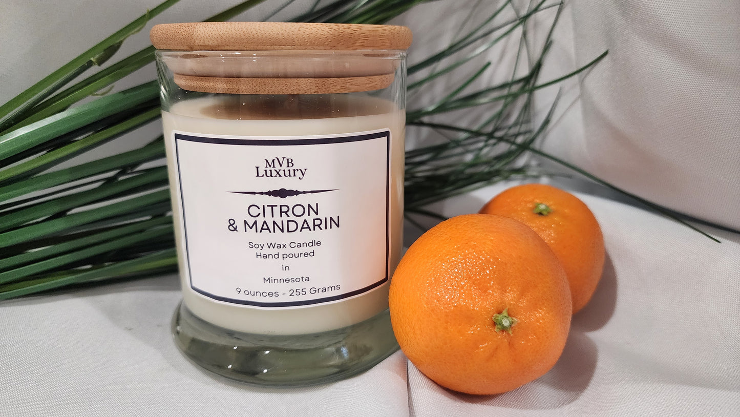 CITRON & MANDARIN 9 OUNCE ROUND CANDLE