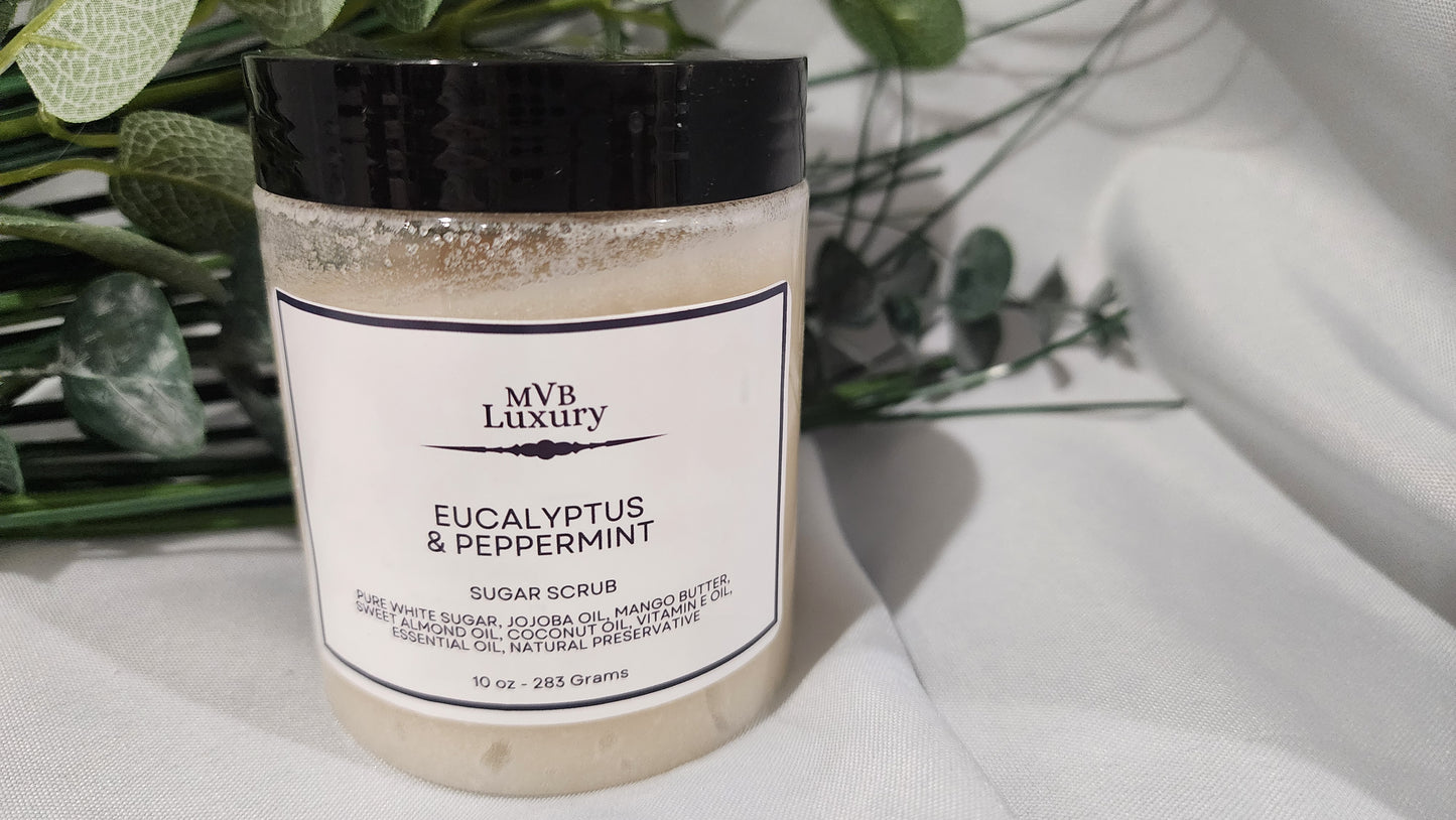 EUCALYPTUS & PEPPERMINT SUGAR SCRUB 10 OUNCE JAR