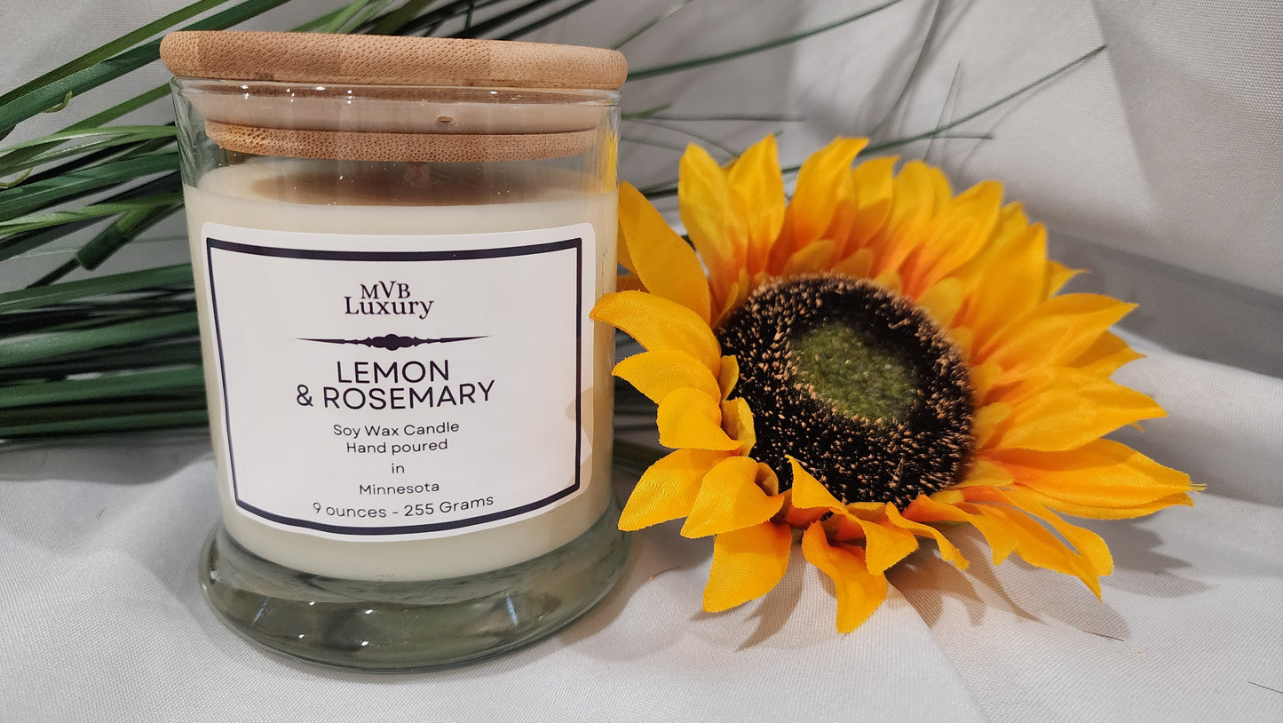 LEMON & ROSEMARY 9 OUNCE ROUND CANDLE