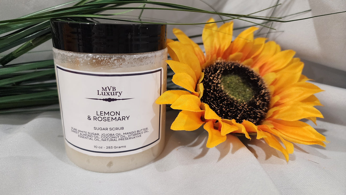 LEMON & ROSEMARY SUGAR SCRUB 10 OUNCE JAR