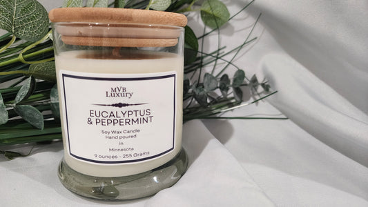 EUCALYPTUS & PEPPERMINT 9 OUNCE ROUND CANDLE