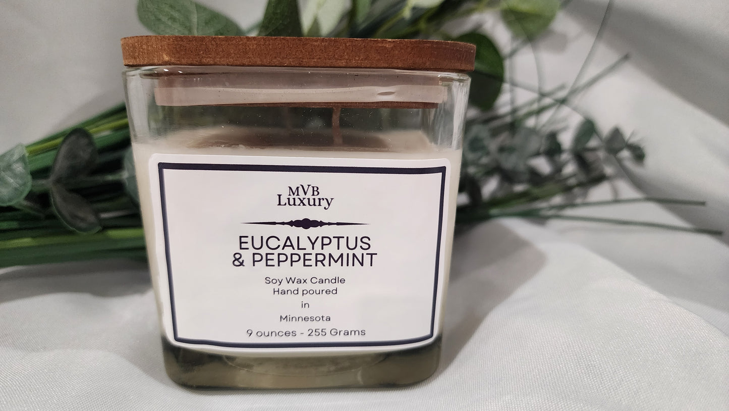 EUCALYPTUS & PEPPERMINT 9 OUNCE SQUARE CANDLE