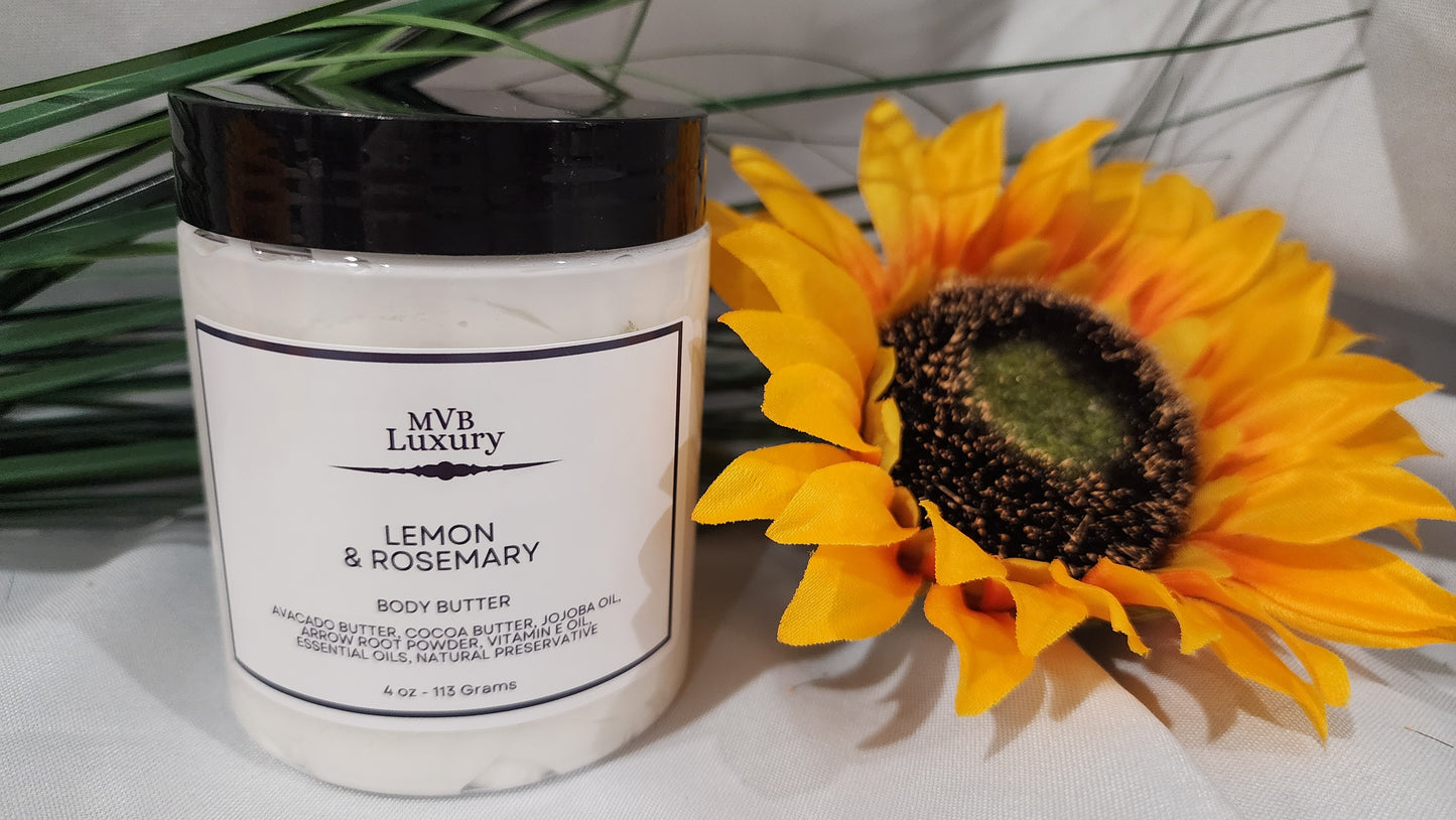 LEMON & ROSEMARY BODY BUTTER 4 OUNCE JAR